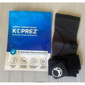 Koprez Foot Ankle Compression Support Sleeve Large Black Plantar Fasciitis New